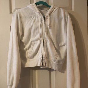 white brandy melville cropped zip up hoodie